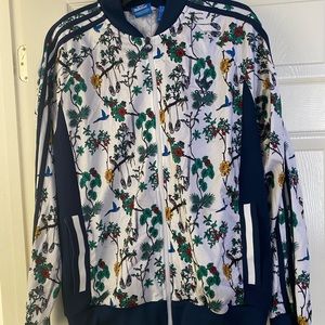 Adidas wind breaker blue multi color zipper front